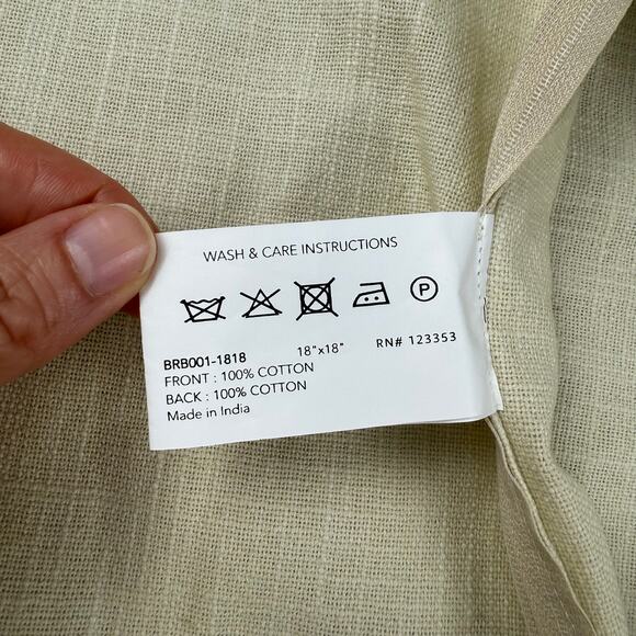 SURYA Pillow Cover 18" x 18" Byron Bay‎ Cotton Tassles Pompoms Cream Multi-Color - Picture 4 of 4